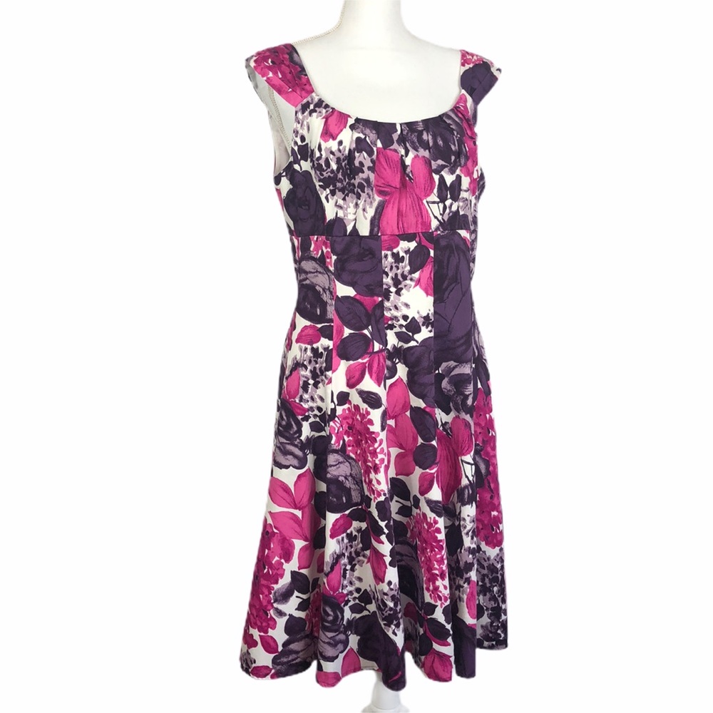 LONDON TIMES FLORAL A-LINE DRESS PINK PURPLE SZ 16